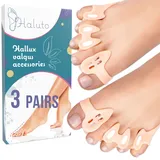 HALUTO Hallux Valgus Korrektur - 3 Paare / 6 Stück Schneiderballen Schutz - Silikon-zehenspreizer Zehenabstandhaltern - Zehentrenner Schutz - Starke Streckung - Zehen Begradigen - Ballenschutz Fuß