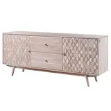 Massivmoebel24 Sideboard Akazie 180 x 75 x 42 cm Weiß