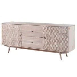 Massivmoebel24 Sideboard Akazie 180 x 75 x 42 cm Weiß