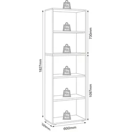 VCM Salia Aktenregal 60 x 33 x 183 cm anthrazit