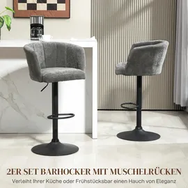 Homcom 2er-Set Barhocker, Bistrohocker mit Fußstütze, Drehbar Barstuhl, Höhenverstellbar Küchenhocker mit Leinenbezug, für Wohnzimmer, Esszimmer, Dunkelgrau Kunststoff, 59x110x53 cm, Barmöbel,