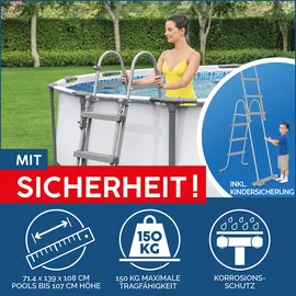 BESTWAY Steel Pro Max Frame Pool Set 427 x 107 cm lichtgrau inkl. Filterpumpe + Zubehör