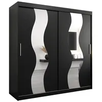Abiks möbel MÖBEL Kryspol Schwebetürenschrank, Schwarz, Kunststoff, Nachbildung, 9