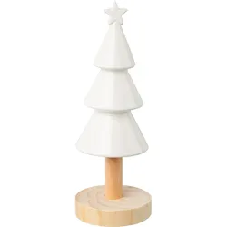 Dekobaum CREATIV DECO "Weihnachtsdeko", weiß, H:25,00cm Ø:9,00cm, Keramik, Dekofiguren, aus Keramik und Holz