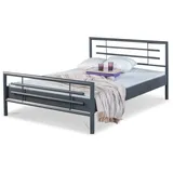 BedBox Metallbett Lola, zeitloses stabiles Metallbett, pulverbeschichtetes Metall grau 140 cm x 200 cm