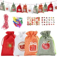 PW TOOLS 24 Adventskalender Zum Befüllen,Jutesäckchen Adventskalender 2020 Für Männer Frauen Kinder,Weihnachten Geschenktüten Mit 48 Adventszahlen Aufkleber, Stoffbeutel Weihnachtskalender Tüten