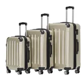 BEIBYE Zwillingsrollen 2048 Hartschale Trolley Koffer Reisekoffer Taschen Gepäck in M-L-XL-Set (Champagner, Set)