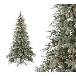 Evergreen Künstlicher Weihnachtsbaum Frost Fichte | Inkl. LEDs & Kunstschnee | Weiß | 180 cm