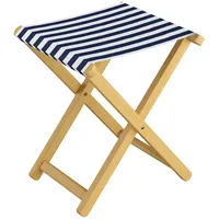 Erst-Holz Klappbarer Gartenstuhl Buche Natur Stoff blau-weiß V-10-216N-17,