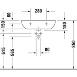 Duravit Waschtisch D-CODE mit Überlauf, Hahnlochbank, 1 Hahnloch 600 x 460 mm weiß