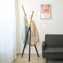 [en.casa] Garderobenständer Laerdal 172 x 49 x 49 cm Schwarz