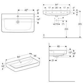 Geberit Renova Plan Waschtisch 85 x 48 cm (501698001)
