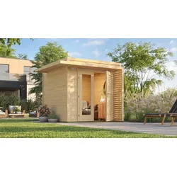 Weka Design Gartenhaus Pure Garden Amberley - 19 mm naturbelassen inkl. gratis Dachbahnen