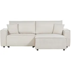 3-Sitzer Ecksofa beige linksseitig mit Schlaffunktion Stauraum KARILA