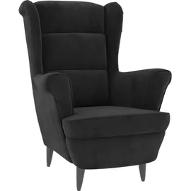 vidaXL Ohrensessel mit Hocker Samt 64 x 96 x 90 cm Schwarz