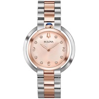 Bulova Damen Analog Quarz Uhr mit Edelstahl Armband 98P174