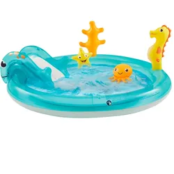 Happy People 77756 - Playcenter - Ocean mit Rutsche und Seepferdchen-Sprinkler (150x18cm) Planschbecken Pool