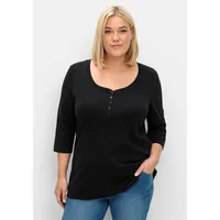 Sheego Henleyshirt in schwarz | Gr.: 52/54