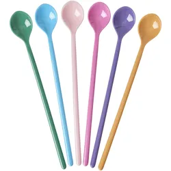 RICE Melamin Latte Löffel in 6 verschiedenen Farben, 19 cm