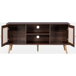 sweeek TV-Möbel mit Rattangeflecht 120 x 39 x 56,5 cm Braun Holz