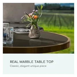 Blumfeldt Patras - Bistro-Tisch, Gartentisch, Deko-Zierkante, Gusseiserner Standfuß, für drinnen und draußen, wasserfest, frostsicher, 57,5 cm ø 72 cm Höhe,