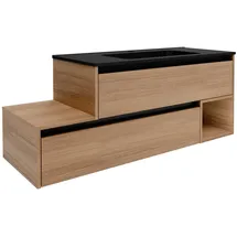 Fackelmann Waschbeckenunterschrank rechts Vita 128,5cmx 50 cmx 46 cm Oak/Schwarz