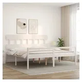 vidaXL Seniorenbett Mit Kopfteil 200x200 Cm Weiß Massivholz Vidaxl