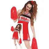 FIESTAS GUIRCA Go USA Zombie Cheerleader Halloween Kostüm Damen – Blutige rot weiße High School Cheerleader Uniform – Halloween Kostüm Dame 42 – 44 (L)