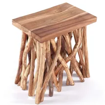 creedwood Beistelltisch Natur Beige Teak 30 x 45 x 48 cm