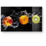 deqori Schneidebrett 'Obst abwaschen', Glas, Platte Frühstücksbrett Schneideplatte bunt|schwarz