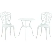 casa.pro Bistro-Set Lupsam 3-tlg. Aluminiumguss Weiß