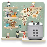 stadtecken Holzregal passend für Toniebox 2 I Geeignet für ca. 30 Tonies I Perfekte Aufbewahrung im Kinderzimmer I Regal zum Aufstellen oder Aufhängen (Atlas, Mit Schmalen Boden)