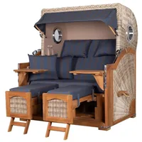 Bene living Strandkorb Komplettset Ammersee Grande XL Teak Bullauge