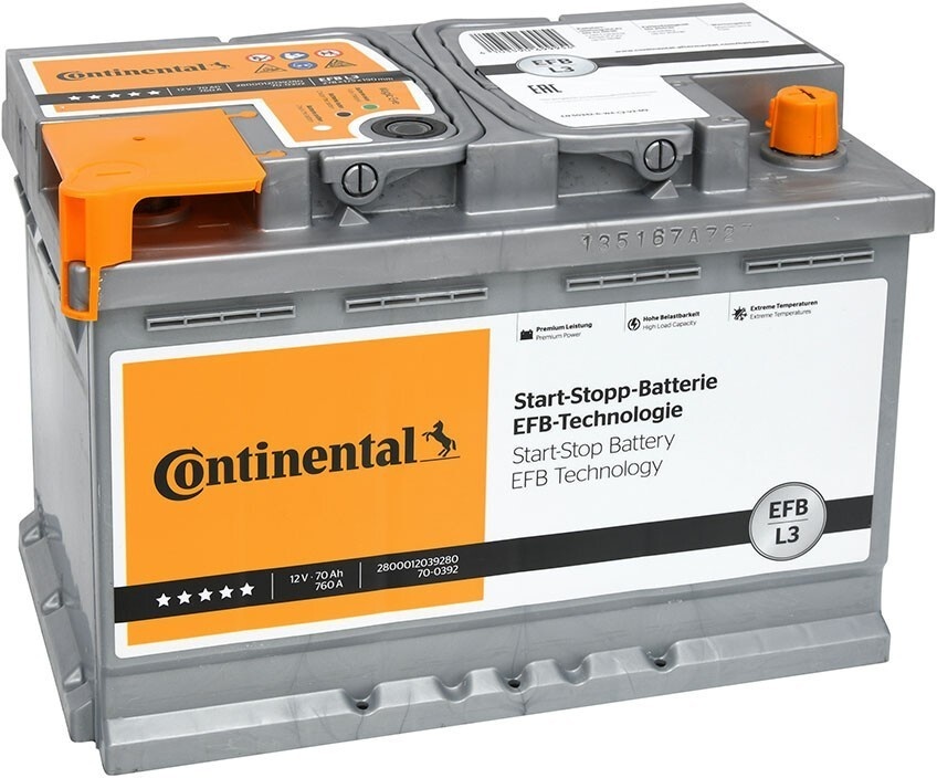 Continental Autobatterie 70Ah 12 V Starterbatterie 760 A Bleisäure Batterie Auto