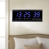 KenSyuInt Digital Wanduhr LED Display Seniorenuhr Büro Wohnzimmer Schlafzimmer Kalenderuhr Wanduhren mit Datumanzeige Temperatur Digitaluhr (Blau)