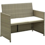 vidaXL 2-Sitzer-Gartensofa mit Polstern Beige Poly Rattan