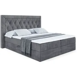 altdecor BOXBETT mit H4-Matratze und Lattenrost - NOEL - 160x200 Dunkelgrau...