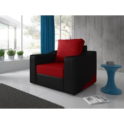 Fun Möbel Sessel Sessel Designersessel COLLIN in Kunstleder/Stoff, Kunstleder-Stoff-Kombinationen rot|schwarz