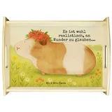 Mr. & Mrs. Panda Tablett Meerschweinchen Weisheit Design, Holztablett, Weiß, betttablett, Moti, Echtholz lasiert, (Packung, 1-tlg) weiß