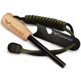 Primal Bull Feuerstahl mit Holz, Paracord Griff - 7 cm lang, Ø8 mm - Extreme Funken, Firesteel Outdoor Feuerstarter Survival Gear