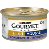 GOURMET Gold Nassfutter für Erwachsene Katzen Mousse mit Lamm und grünen Bohnen, 24 Dosen à 85 g