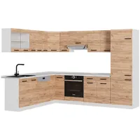 Vicco Winkelküche L-Form 227 x 287 cm Eiche/Weiß