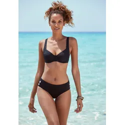 Bügel-Bikini VIVANCE, Damen, Gr. 44, Cup G, schwarz, Polyamid, Bikini-Sets, mit goldfarbenen Zierknöpfen