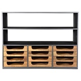 Casa Padrino Buffet Designer Buffetschrank mit Schubladen Natur / Graubraun 145 x 46 x 112 cm - Hotel Möbel