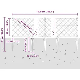vidaXL Zaunpfosten 10 x 0,4 m Grün/Stahl
