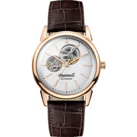 Ingersoll The New Haven Mens Automatic Watch I07301 with a White/Silver Dial and a Brown Genuine Leather Band