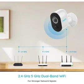 Reolink Überwachungskamera Aussen mit 2,4GHz/5GHz WLAN, Personen- und Fahrzeugerkennung, Videoüberwachung Argus 3 Pro mit Solarpanel (2 St...