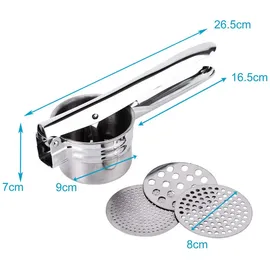 Intirilife Kartoffelstampfer Spätzlepresse in Silber | Gr.: onesize
