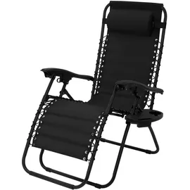 ML-Design Relaxsessel klappbar Schwarz mit verstellbarem Kopfpolster & Rückenlehne inkl. Getränkehalter von