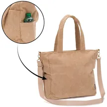 fillikid Wickeltasche Cord mit Wickelunterlage, Kinderwagenaufhänger & Flaschenwärmer - Nougat